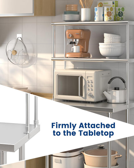 Giantex Stainless Steel Table with Overshelf, 36"×24"
