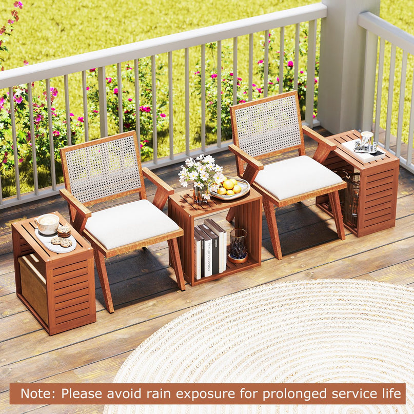 Giantex Solid Wood Stacking Storage Organizers w/Open Slatted Design