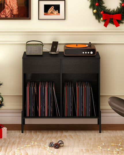 Giantex Large Record Player Stand with Charging Station