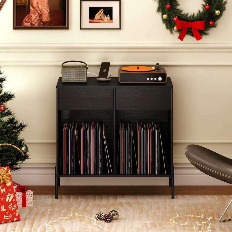 Giantex Large Record Player Stand with Charging Station