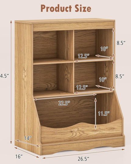 Giantex Storage Cabinet, Small Bookshelf, Short Bookcase with 4 Open Storage Cube & Bottom Compartment