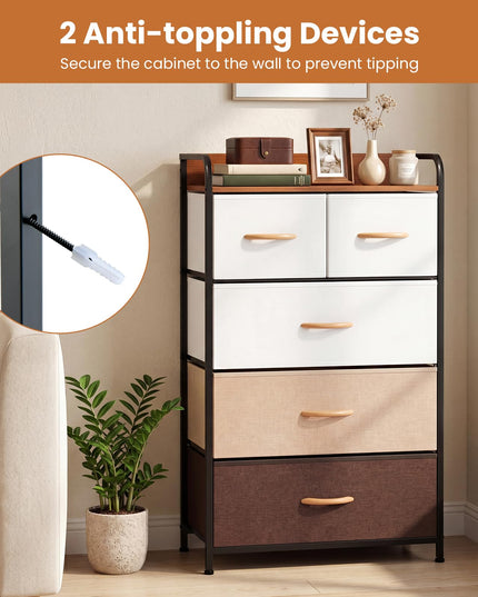 Giantex 5-Drawer Fabric Dresser for Nursery
