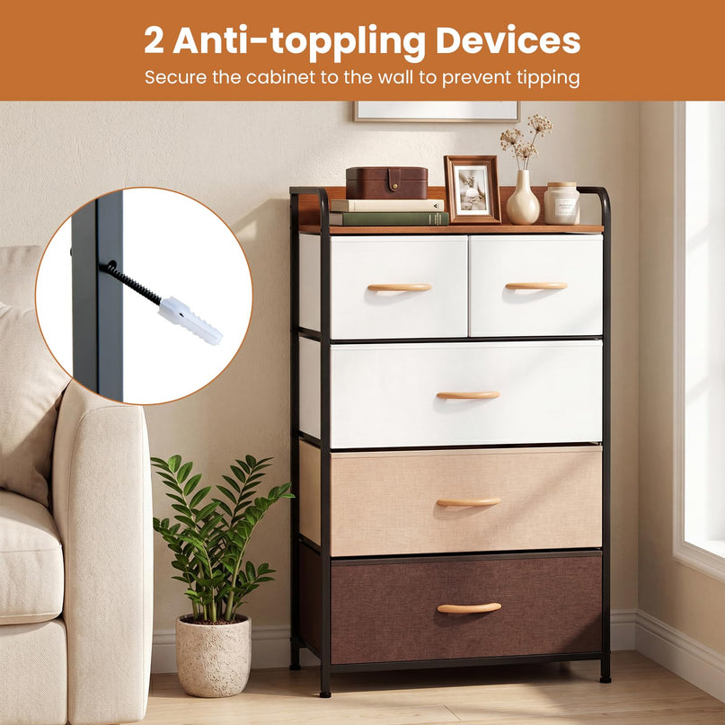 Giantex 5-Drawer Fabric Dresser for Nursery