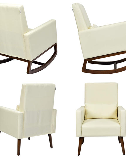 Giantex Upholstered Rocking Chair, Modern High Back Armchair