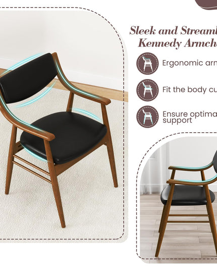 Giantex Wooden Dining Chairs Set of 2/4, PU Leather Upholstered Kitchen Chairs w/Padded Seat & Back