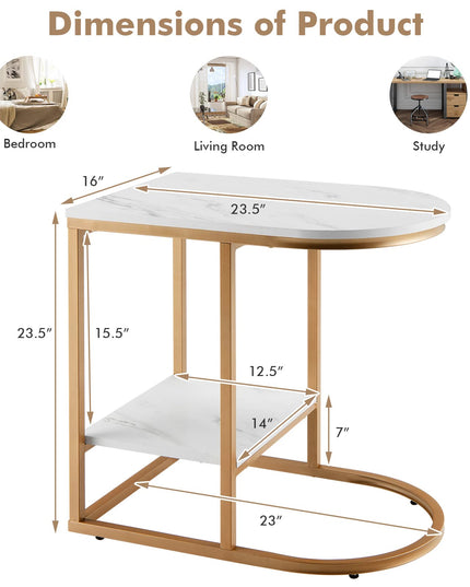 Giantex Side Table, 2-Tier C-Shaped End Table