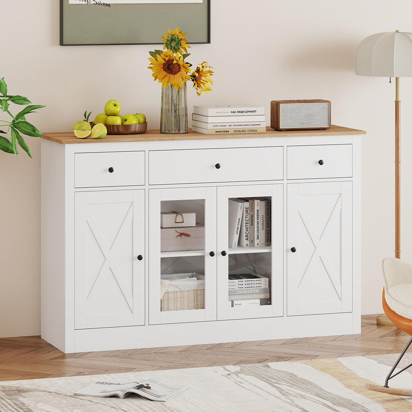 Giantex 55" Large Buffet Sideboard with 3 Drawers for Dining Room