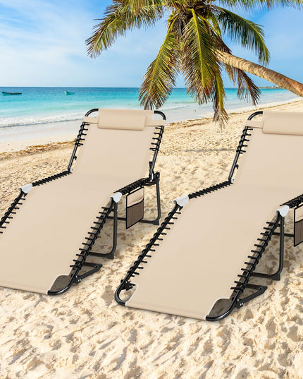 Giantex Folding Tanning Chair with 4 Adjustable Positions & Footrest Load 440 Lbs