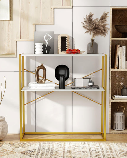 Giantex 36" Console Table with Open Storage Display Shelves and Heavy Duty Metal Frame