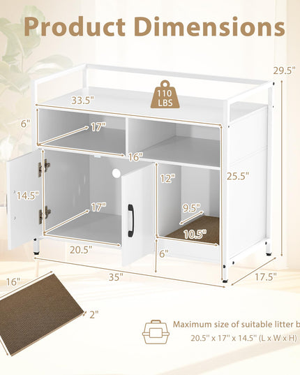 Giantex Cat Litter Box Enclosure Cat Washroom Hidden Furniture with Front Entry