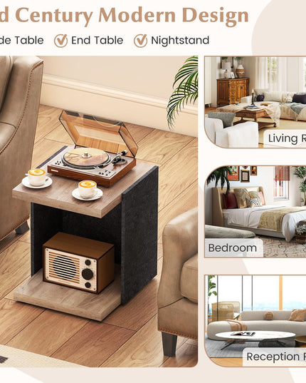 Giantex 2 Tier Sofa Side Table with Open Storage Shelf