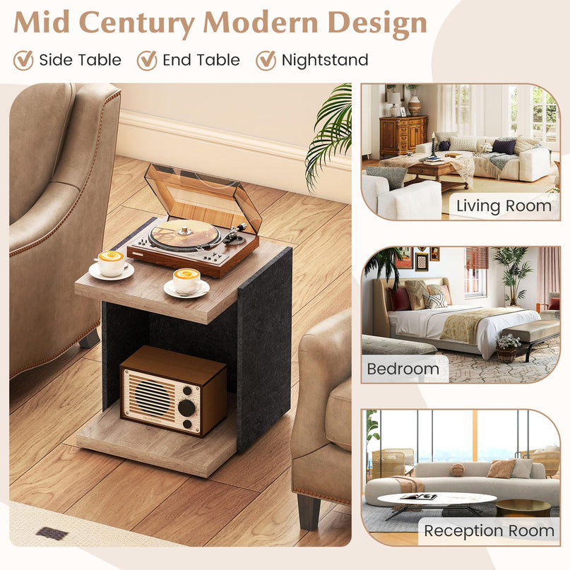 Giantex 2 Tier Sofa Side Table with Open Storage Shelf