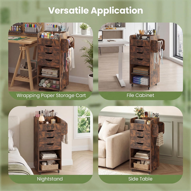 Giantex Craft Storage Cart - Utility Organizer Cart with 3 Drawers