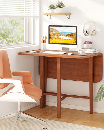 Giantex Table à Manger Extensible 91 cm avec Abattants, Piètement en X et Pieds en Bois d'Hévéa