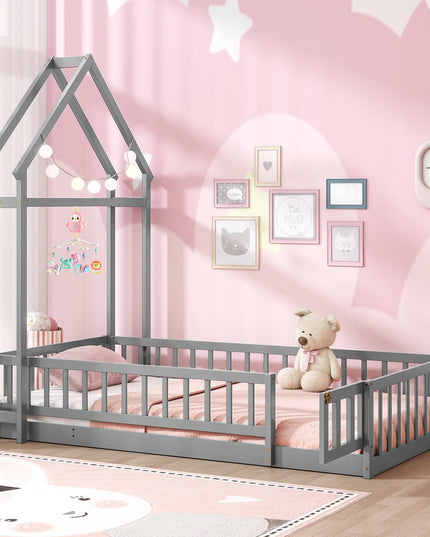 Giantex Twin House Floor Bed for Kids for Girls or Boys