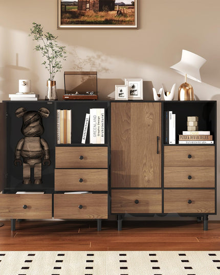 Giantex Storage Cabinet with 4 Drawers Mid Century Modern Buffet Sideboard