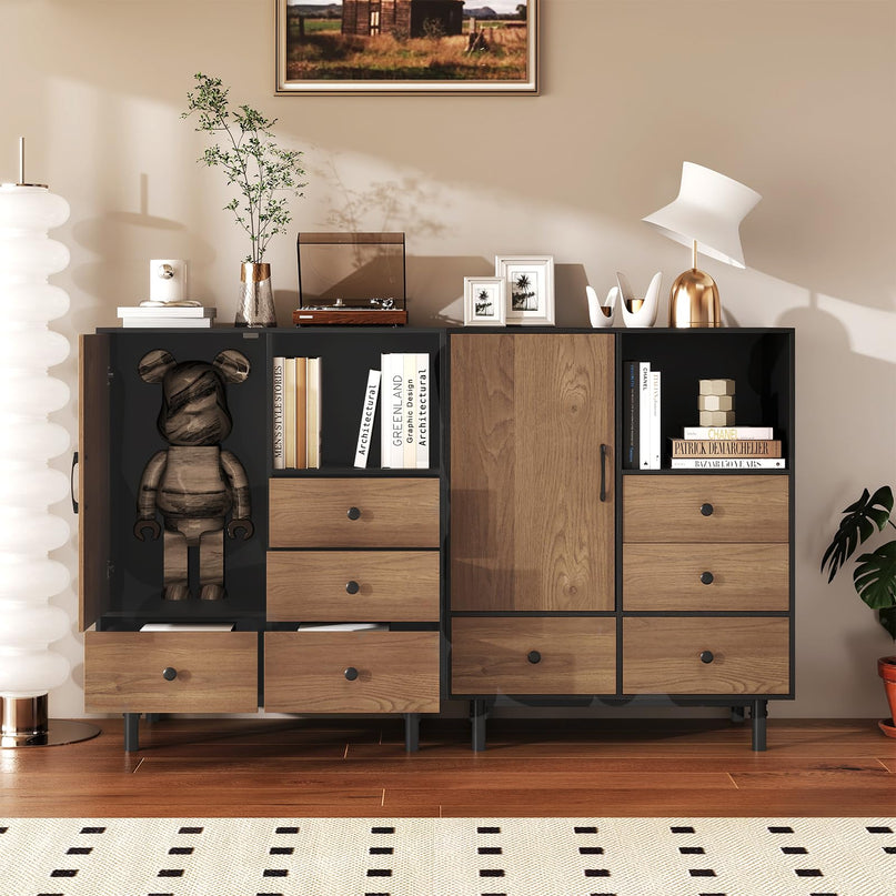 Giantex Storage Cabinet with 4 Drawers Mid Century Modern Buffet Sideboard