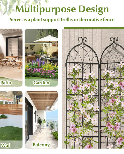 Giantex 86"x20" Metal Garden Trellis for Outdoor Climbing Plants(2/4 Packs)