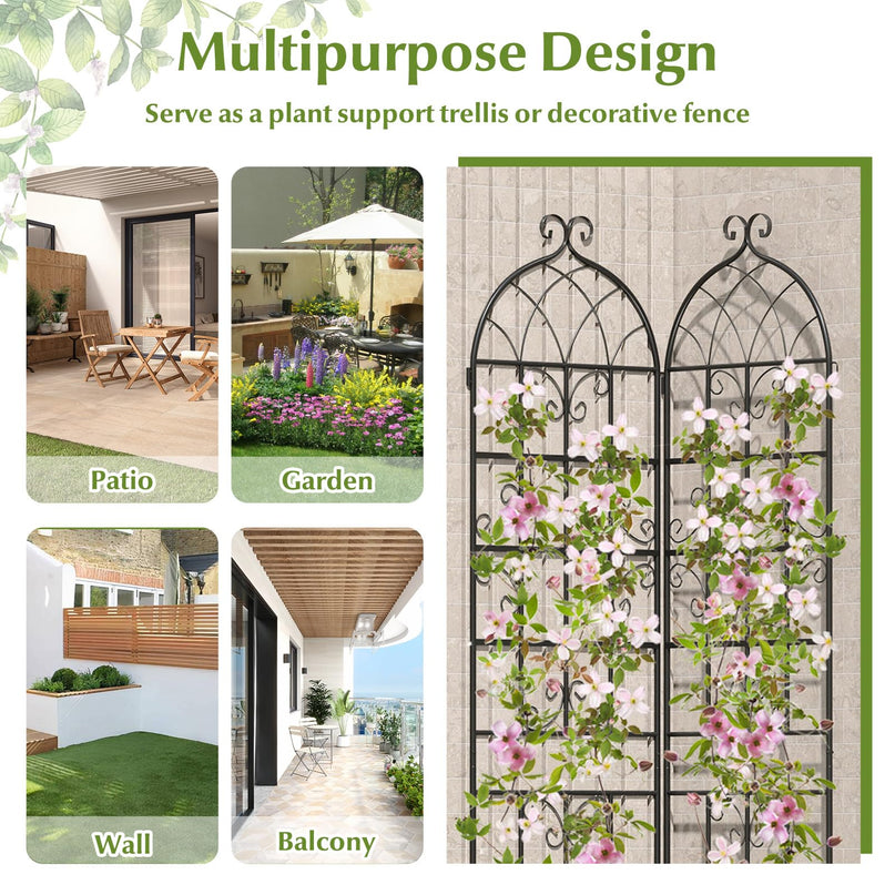 Treillis de jardin en métal Giantex 86"x20" pour plantes grimpantes d'extérieur (lot de 2/4)