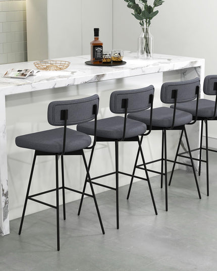 Giantex Swivel Bar Stools,  Upholstered Bar Height Bar Chairs w/Padded Seat & Backrest