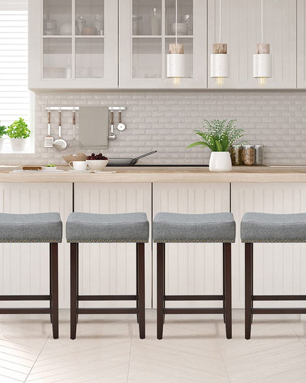 Giantex Backless Counter Height Stools with Brass Nail Head Studs