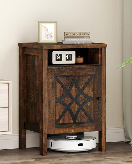 Giantex Robot Vacuum Storage Cabinet Farmhouse End Table