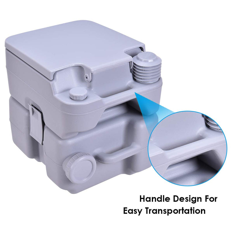 Portable Toilet 5.3 Gallon with T-Shaped Flush System