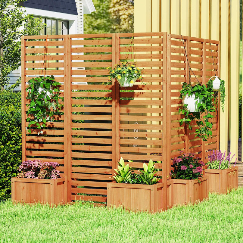 Giantex Outdoor Privacy Screen with Planter Box