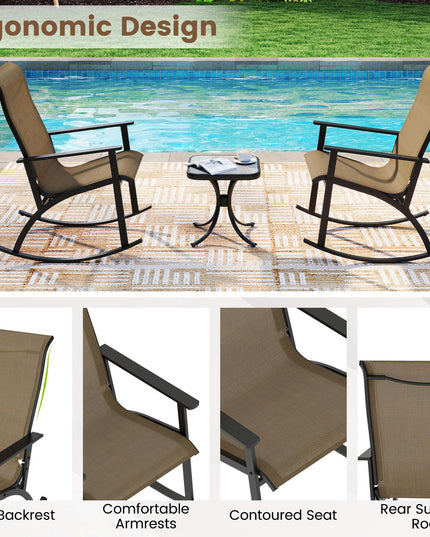 Giantex Outdoor Patio Furniture Set with 2 Rocking Chairs & Coffee Table