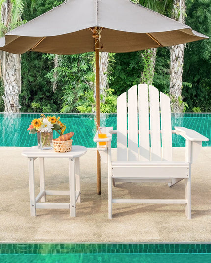Folding Adirondack Chair with Side Table, Outdoor Adirondack Chair w/Cup Holder