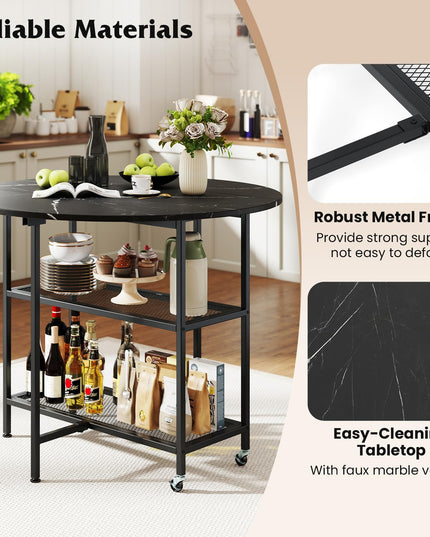 Giantex Folding Dining Table with Lockable Wheels