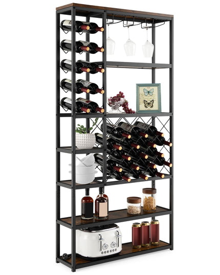 Giantex 27-Bottle Wine Rack Freestanding Floor, Industrial Metal Wine Storage Rack