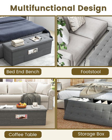 Giantex 43 Inches Folding Storage Ottoman Bench for Living Room