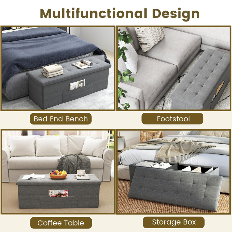 Giantex 43 Inches Folding Storage Ottoman Bench for Living Room