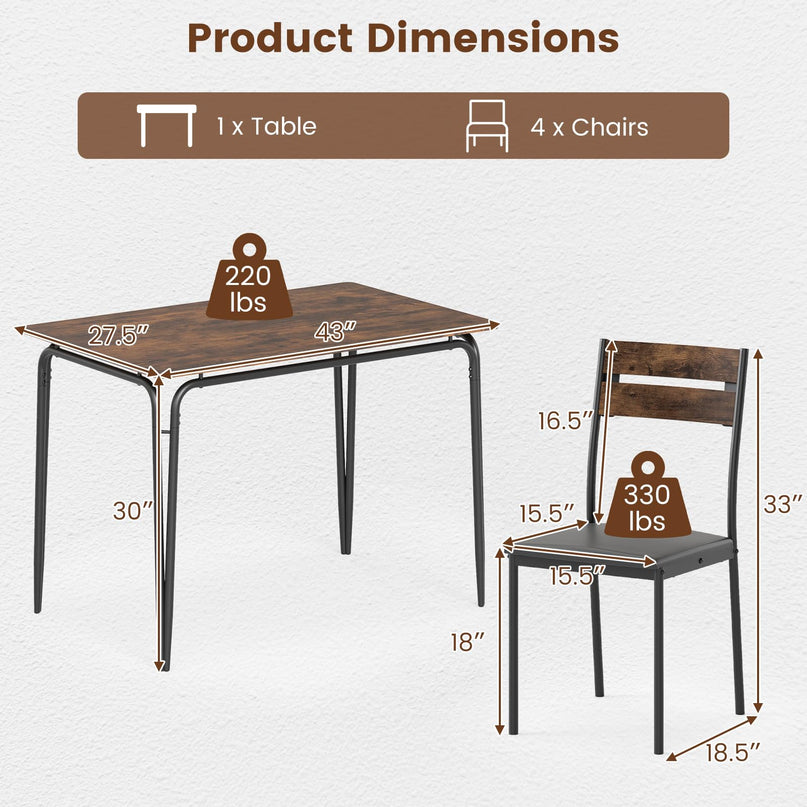Giantex Ensemble de salle à manger 5 pièces pour 4 personnes (109 cm)
