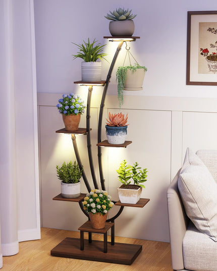 Giantex Plant Stand Indoor with Grow Lights 8-Tier 62" Tall Corner Metal Plant Shelf