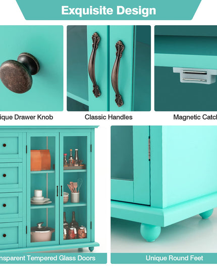 Giantex Buffet Sideboard with Storage - Kitchen Pantry Cabinet with 2 Doors, 4 Drawers, Adjustable Shelf