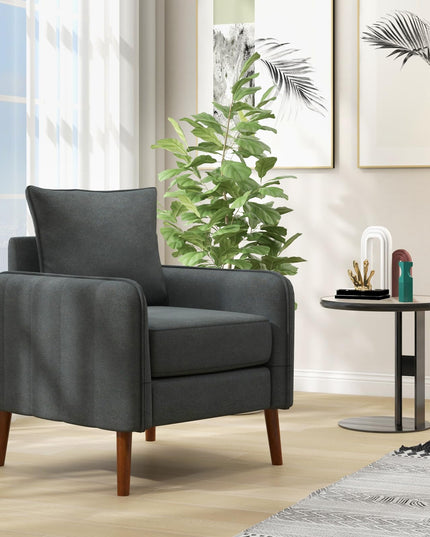 Giantex Modern Mid-Century Accent Chair Set of 2- Fabric Upholstered Accent Arm Chair with 3" Thick Seat Cushion