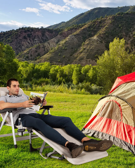 Patio Chaise Lounge Chair 7 Adjustable Position Folding Camping Cot