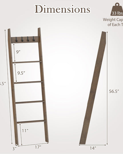 Giantex Bamboo Blanket Ladder