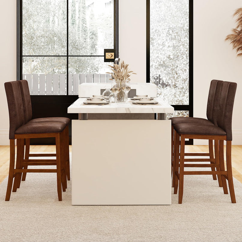 Giantex Bar Stools Set of 2/4 26" Upholstered Counter Height Bar Chairs