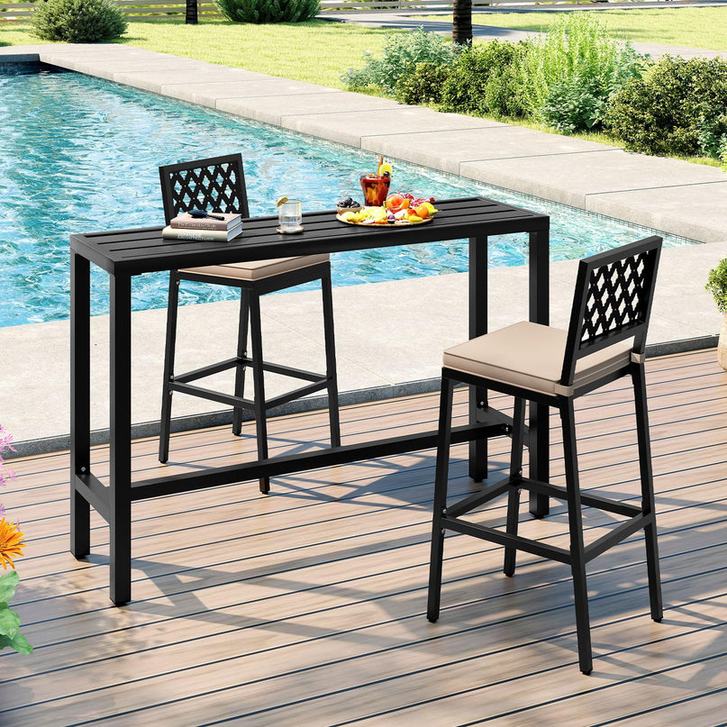 Giantex Outdoor Rectangle Bar Table with Counter Height