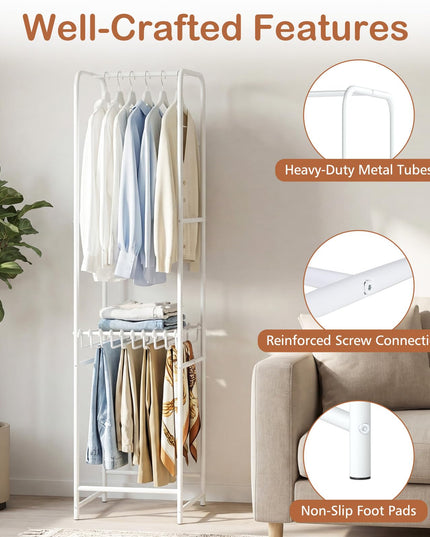 Giantex Clothes Rack with Pants Hanger Heavy-Duty White Garment Rack