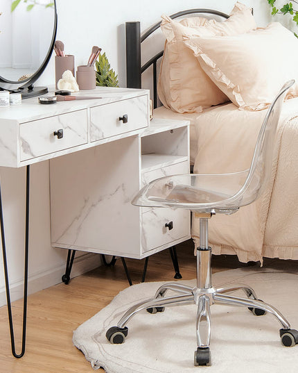 Giantex Clear Desk Chair, Acrylic Armless Office Rolling Chair, Height Adjustable Leisure Ghost Chair