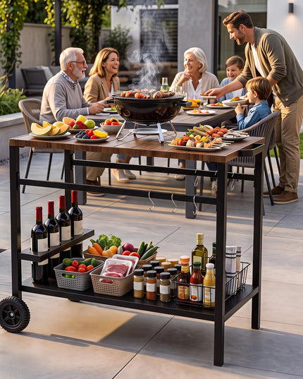 Giantex Outdoor Grill Cart with Stainless Steel Top & Storage Shelf