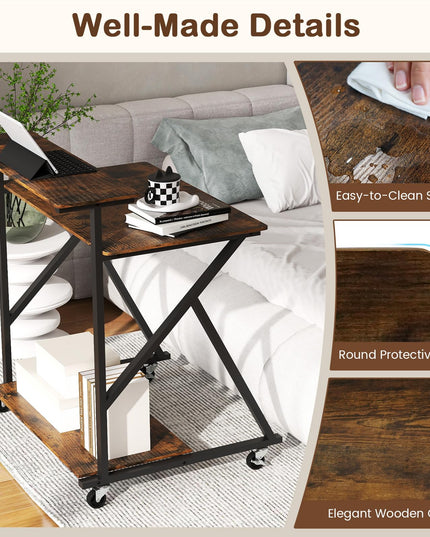 Petit bureau roulant Giantex avec rangement Bureau d'ordinateur compact