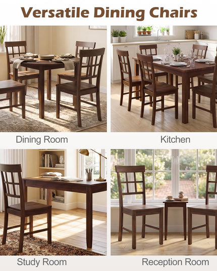 Giantex Wooden Dining Chairs Set of 2/4 with Window Back & Contoured Seat
