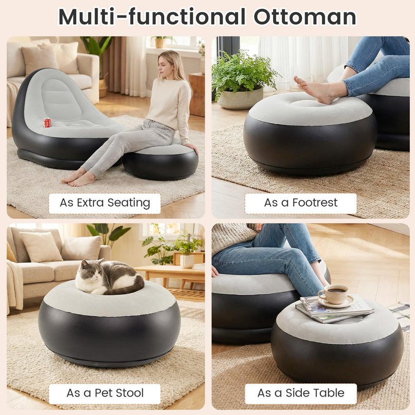 Fauteuil gonflable Giantex avec pouf pour adultes