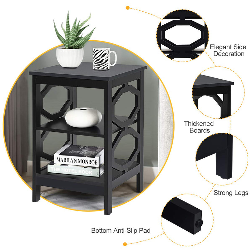 Giantex Nightstand 3-Tier End Table Multifunctional