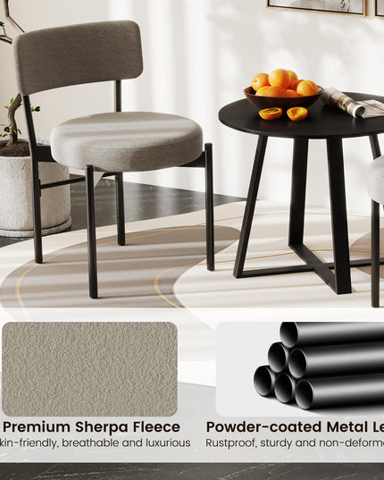 Giantex Boucle Dining Chairs Set of 2/4, Sherpa Upholstered Kitchen Chairs w/Curved Backrest, Padded Seat & Metal Legs